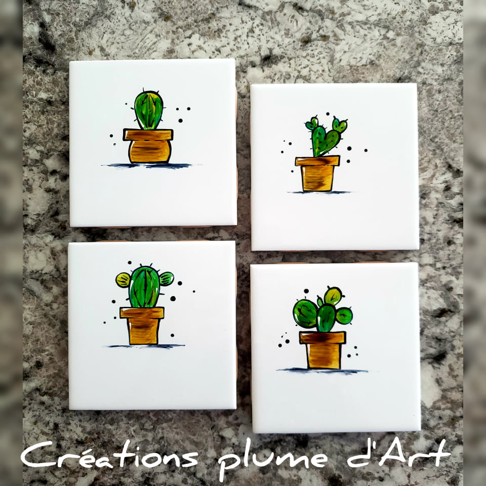 Quatuor de sous-verre cactus